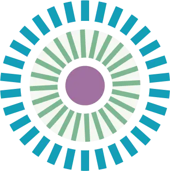 A layered circular graphic symbolizing the harmony and balance found through therapy