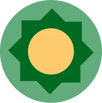 Green star, yellow circle, logo.