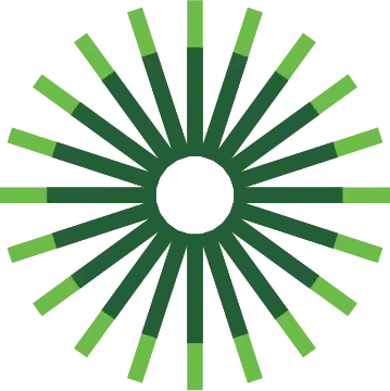 Sun-like icon with two-toned green rays.